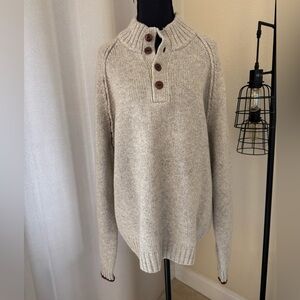 Brooks Brothers Red Fleece 100% Wool Classic Henley Neck Knit Sweater Size XL